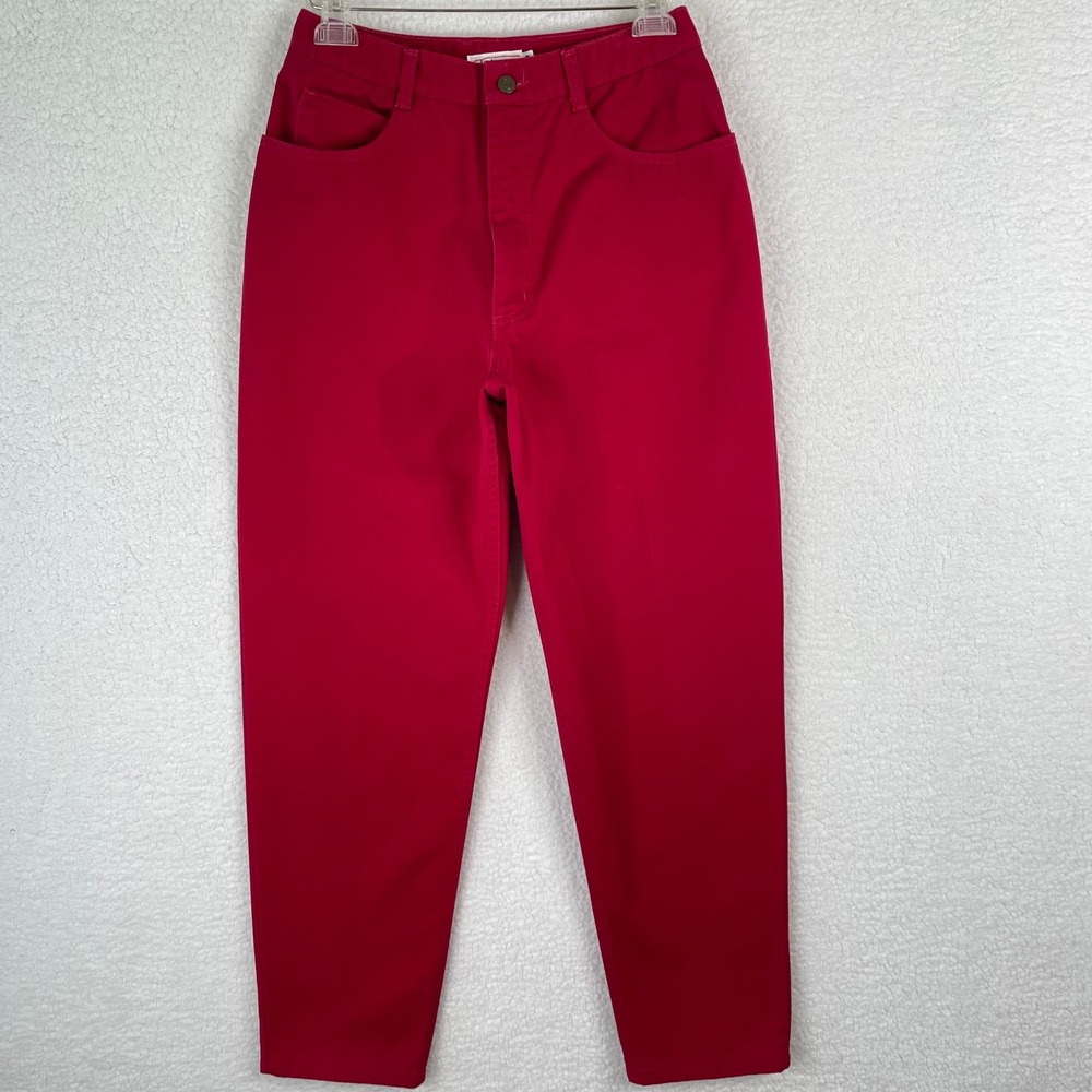 Vintage Talbots Red High Waisted Cotton Tapered Pants USA Made Womens 10 - Picture 2 of 11